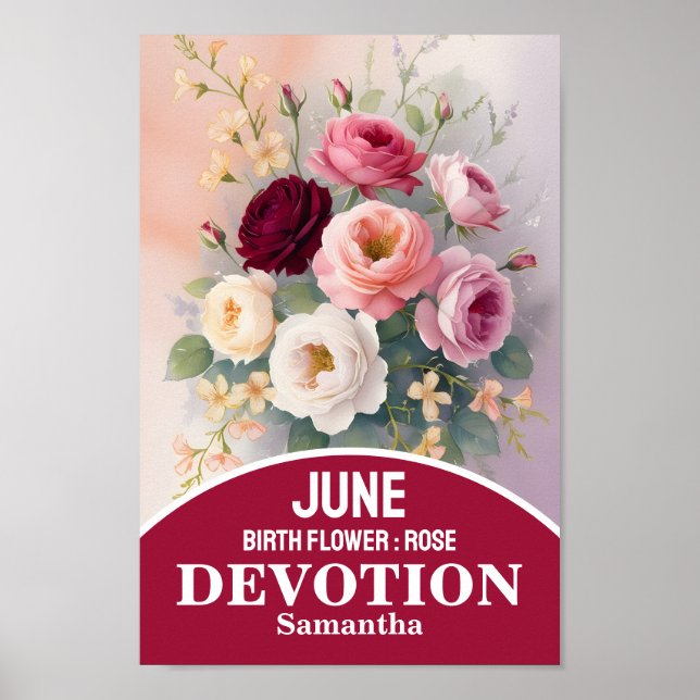 Juni Geburtstag Blume Christliche Mauer Kunst Poster (Vorne)