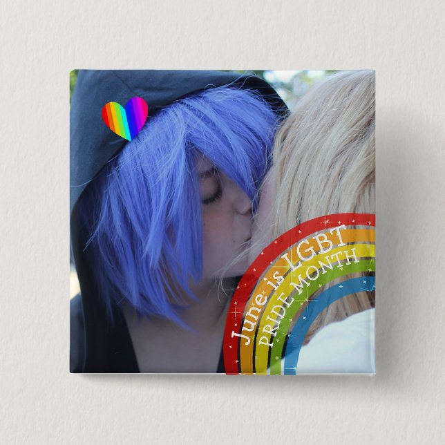Juni ist das LGBT Pride Monat Foto Button (Vorderseite)