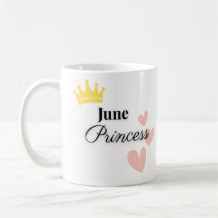 Juni-Prinzessin-Tasse – Goldene Krone & Herz-Desig Kaffeetasse