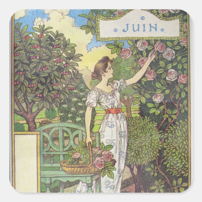 Juni Quadratischer Aufkleber (Vorderseite)