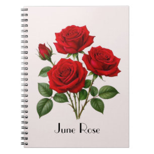 Juni-Rosen-Blumen Notizblock