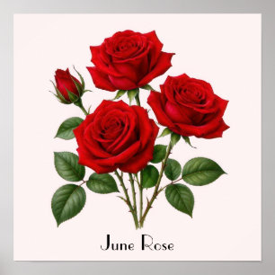 Juni-Rosen-Blumen Poster
