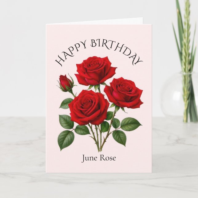 Juni-Rosen-Geburtstag Karte (Vorderseite)