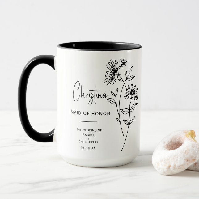 Juni-Trauzeugin | Honeysuckle Birth Blume Tasse (Mit Donut)