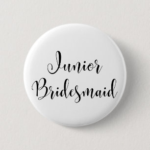Junior Bridesmaid 2 Black Script Typografie (30) Button