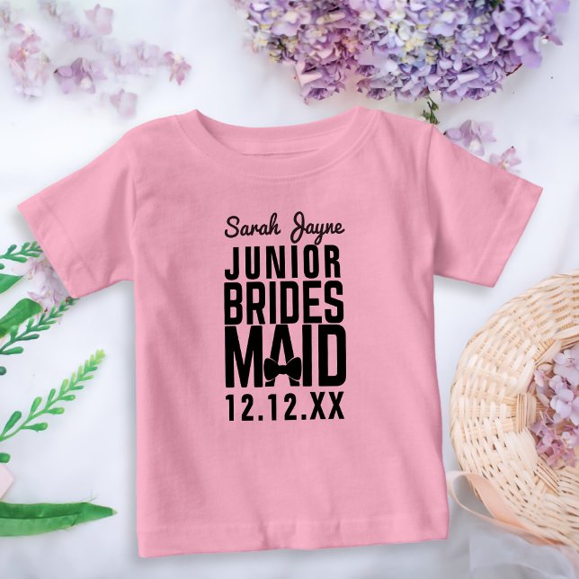 Junior Bridesmaid Brautparty Individuelle Name T - Baby T-shirt (A cute junior bridesmaid bridal party shirt with space for their name and your wedding date)