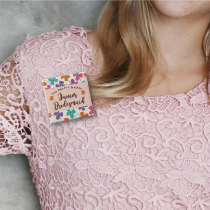 JUNIOR BRIDESMAID Fun Daisies Pop Hochzeit Namenss Button