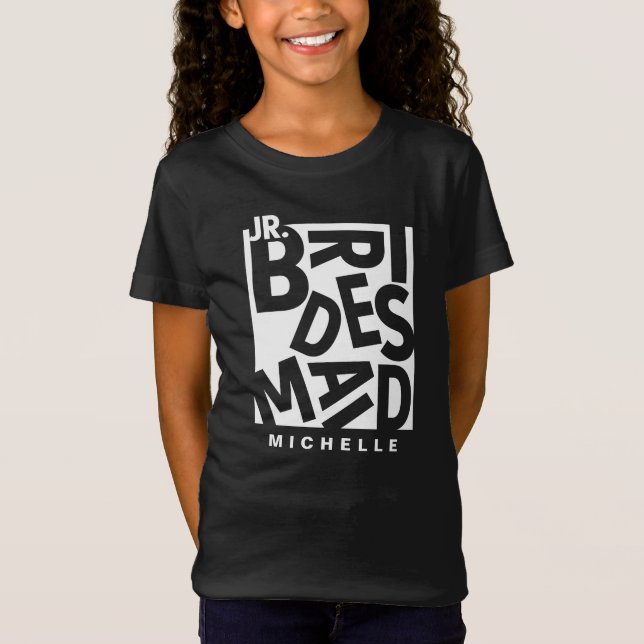 Junior Bridesmaid in weißer Typografie, Hochzeit T-Shirt (Vorderseite)