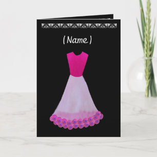 Junior Bridesmaid Pink & White Gown Flower Trim Einladung