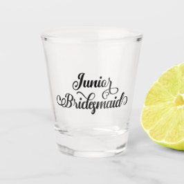Junior Bridesmaid Typografie mit Herzen Hochzeit Schnapsglas