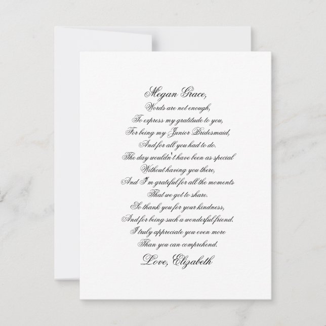 Junior Bridesmaid Vielen Dank, dass Sie Script Poe (Vorderseite)