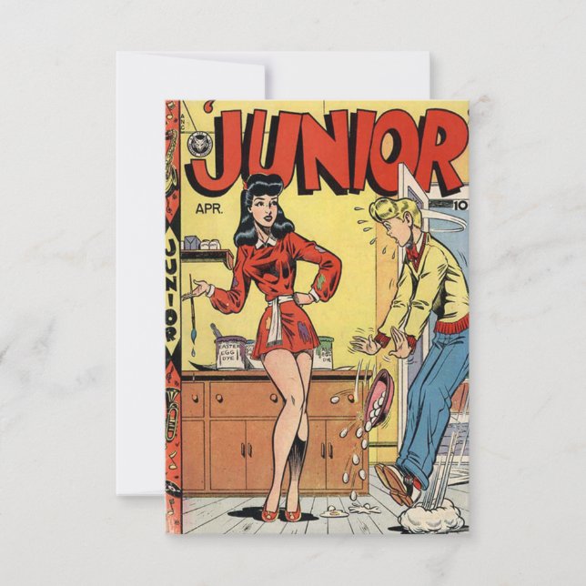"Junior" Comic Buchungskarte Dankeskarte (Vorderseite)