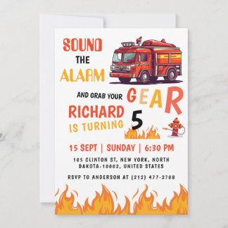Junior Firefighter Fun Fire Truck Geburtstagsparty Einladung
