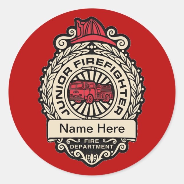 Junior Firefighter's Abzeichen Custom Sticker (Vorderseite)
