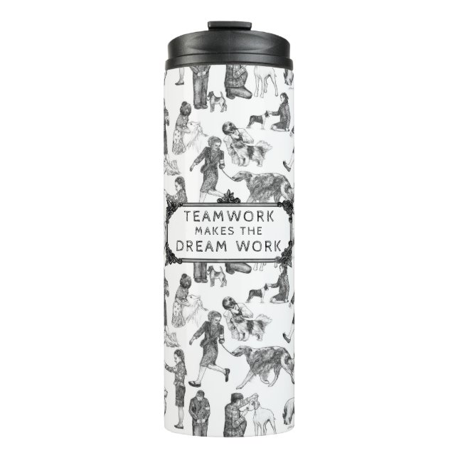 JUNIOR Handlers Dog Schwarze Toile anzeigen Thermosbecher (Vorderseite)