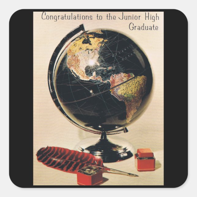 Junior High Abschluss Quadratischer Aufkleber (Vorderseite)