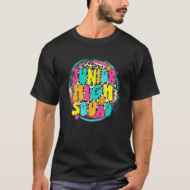 Junior High Squad Retro Groovy Leopard Circle Zurü T-Shirt (Vorderseite)