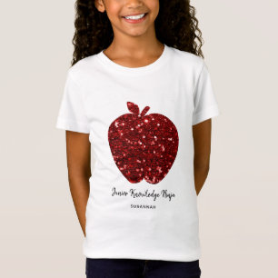 Junior Knowledge Ninja Imitats Glitzer Red Apple T-Shirt