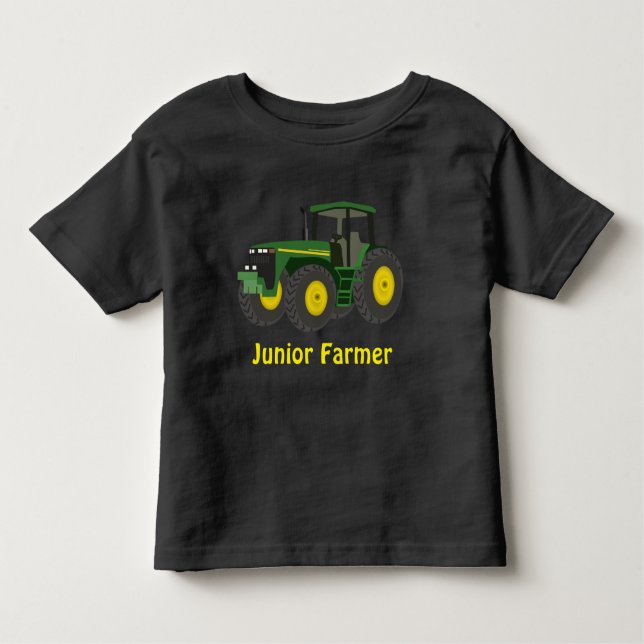 "JuniorBauer" und grüner Traktor Kleinkind T-shirt (Vorderseite)