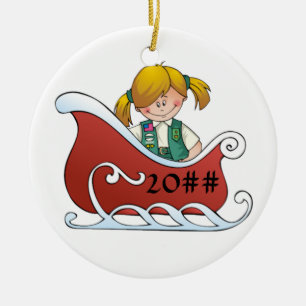 Juniorschlitten-Blondine Keramikornament