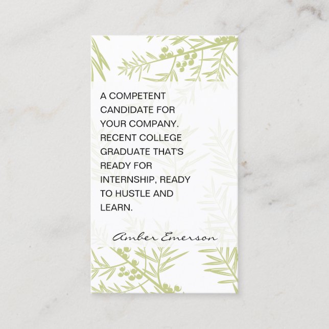 Juniper Branches Visitenkarte (Vorderseite)