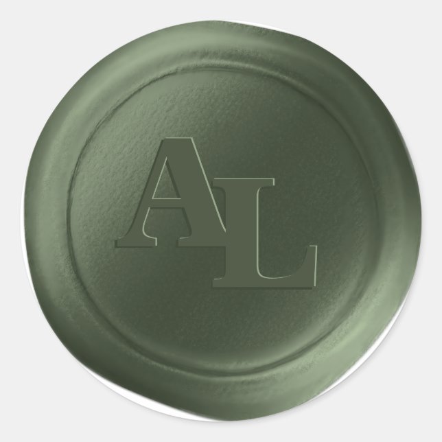 Juniper Green Wax Siegel Monogram Wedding Stickers (Vorderseite)