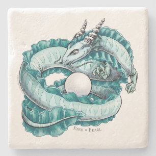 Junis Birthstone Drache: Perle Steinuntersetzer