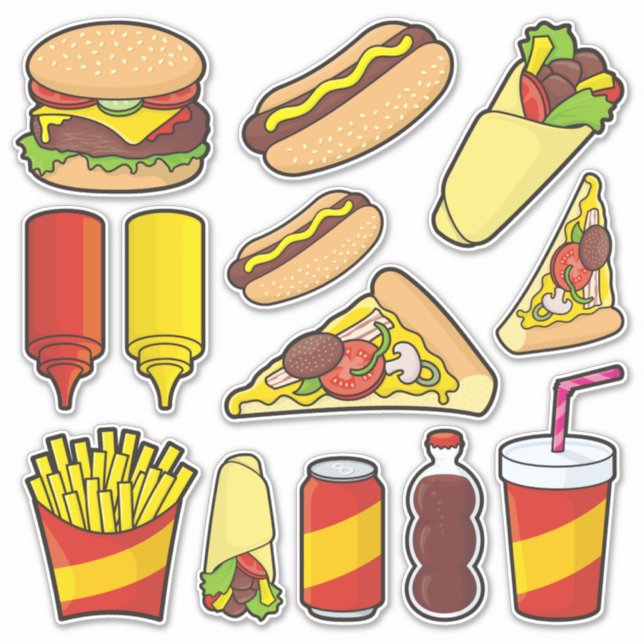 Junk Food Icon Set Stickers Aufkleber (Vorderseite)
