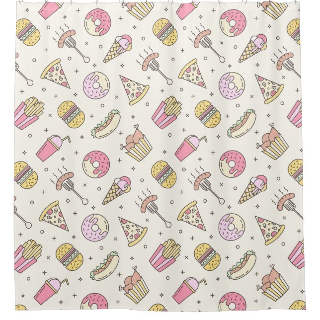 Junk Food Pattern Duschvorhang (Vorderseite)