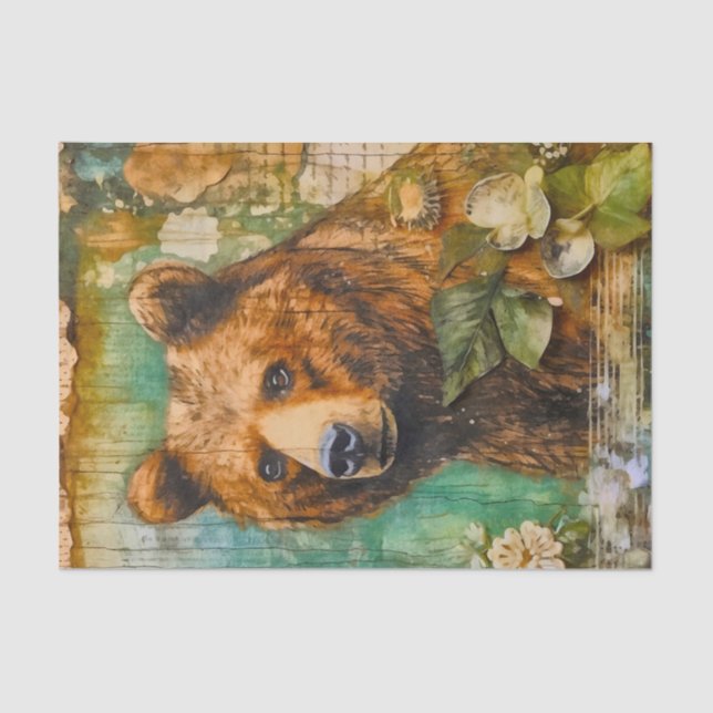 Junk Journal Bear Seidenpapier (Vorderseite)