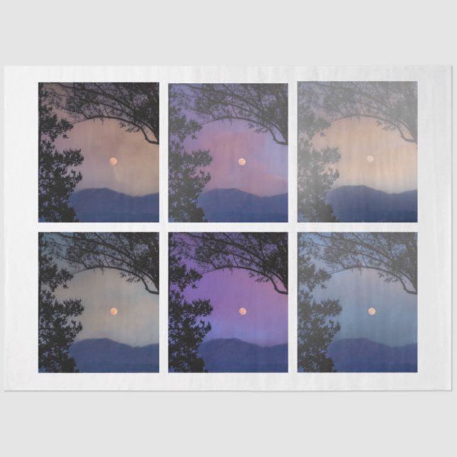 Junk Journal Fee Skies Moon Trees Fantasy 7-12 Seidenpapier (Vorderseite)