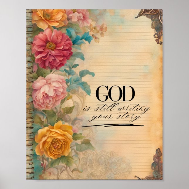 Junk Journal God schreibt noch immer Ihre Geschich Poster (Vorne)
