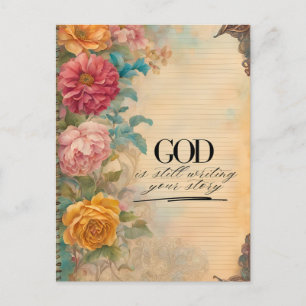 Junk Journal Gott schreibt immer noch deine Geschi Postkarte