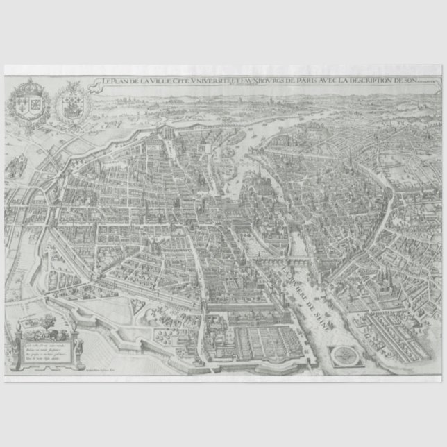 Junk Journal Paris Map Hintergrund Seidenpapier (Vorderseite)