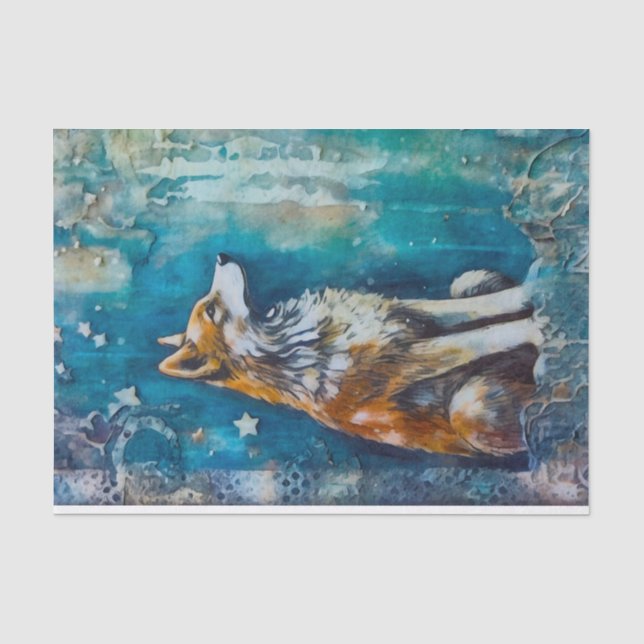 Junk Journal Wolf Seidenpapier (Vorderseite)