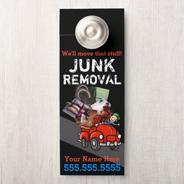 Junk Removal Garbage Hauling Red Lieferwagen 2 Türanhänger (Auf Knauf)