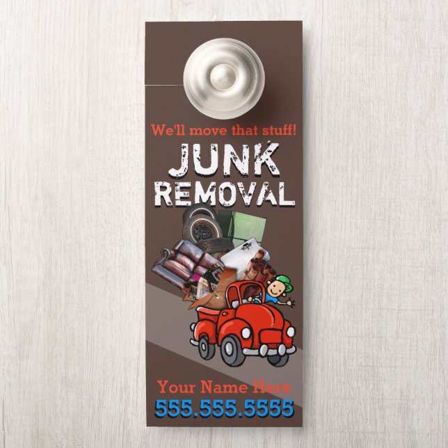 Junk Removal Garbage Hauling Red Lieferwagen Türanhänger (Auf Knauf)