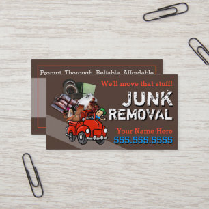 Junk Removal Garbage Hauling Red Lieferwagen Visitenkarte