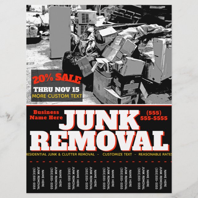 JUNK REMOVAL.GARBAGE HAULING Werbeblatt Flyer (Vorne)