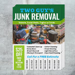 Junk Removal Phone Number Flyer<br><div class="desc">Schild zum Entfernen von Junk in Rot und Schwarz</div>