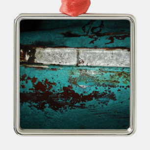 Junk Yard Vintage Car 50's aquamarine Aqua Silbernes Ornament