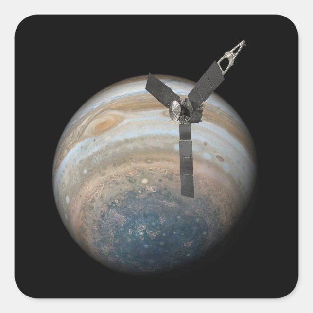 Juno-Raumsonde auf dem Planeten Jupiter Quadratischer Aufkleber (Vorderseite)