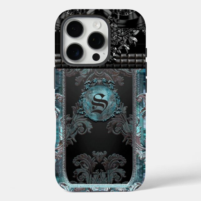 Junobeau Peshfyee  Gothic Einzigartiges Monogramm iPhone 16 Pro Hülle (Rückseite)