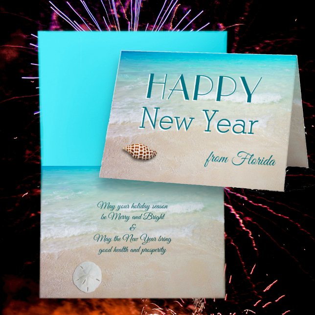 Junonia Beach Happy New Year Holiday Card Karte (Von Creator hochgeladen)