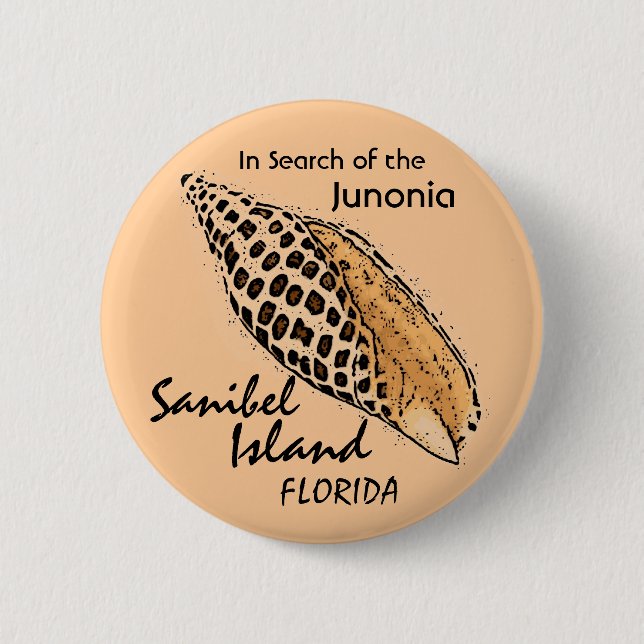 Junonia Muschel Sanibel Insel-Spaßknopf Button (Vorderseite)