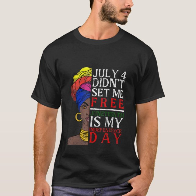 Juntezehnte Inspirierte Dashiki-Weibliche Black in T-Shirt (Vorderseite)