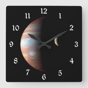 Jupiter 5th Planet mit Cassini Solar System Quadratische Wanduhr