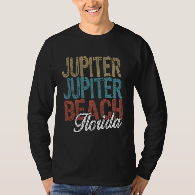 JUPITER BEACH Florida HIBISCUS & SCRIPT Three Tone T-Shirt (Vorderseite)