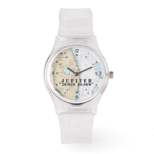 Jupiter FL Breitenlängsdiagramm Armbanduhr (Vorderseite)