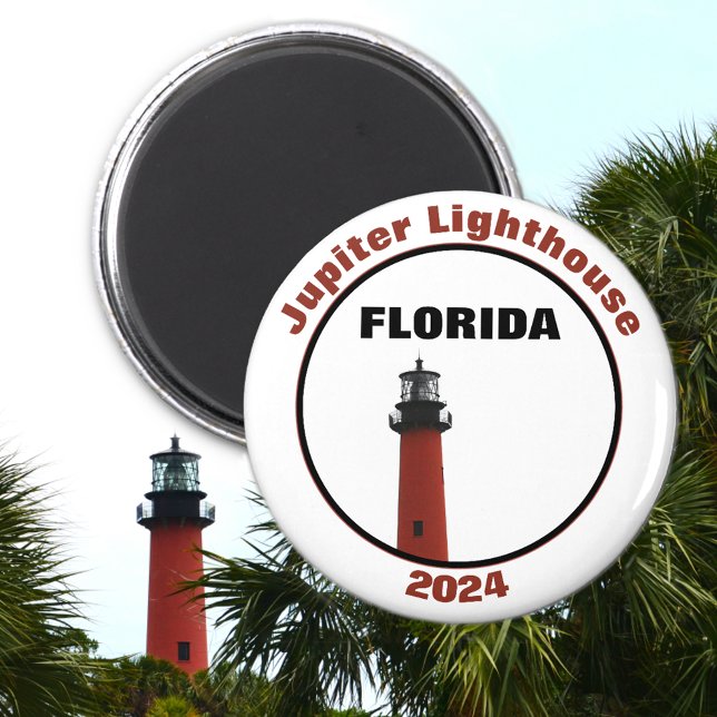 Jupiter Florida Lighthouse Fotografisch weiß Magnet (All text customizable )